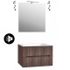 Mobile bagno sospeso Cannettato finitura noce gold Linea Ginevra da 90 cm con lavabo, specchio bluetooth + applique integrata