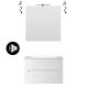Mobile bagno sospeso Cannettato finitura bianco opaco Linea Ginevra da 90 cm con lavabo, specchio bluetooth + applique integrata