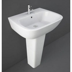 Lavabo bagno con colonna 60x46 cm Rak serie One in ceramica bianca lucida