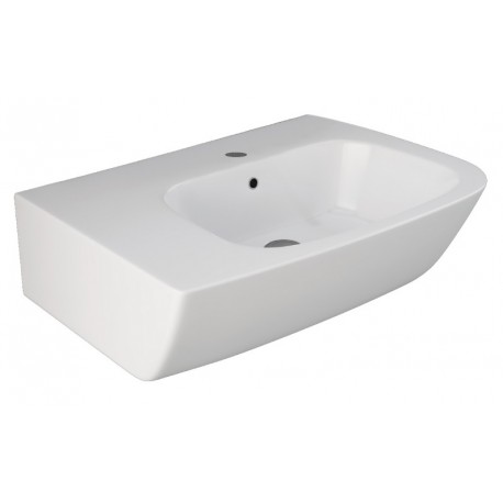 Lavabo asimmetrico monoforo sospeso One vasca a sinistra lunghezza 65 cm