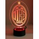 Lampada 3d Scudetto Milan in plexiglass disegno inciso al laser e illuminazione led rgb con telecomando