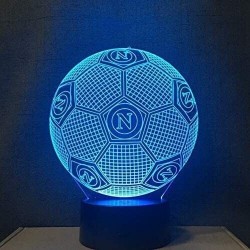 Lampada 3d Pallone Napoli in plexiglass disegno inciso al laser e illuminazione led rgb con telecomando