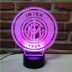 Lampada 3d Scudetto Inter in plexiglass disegno inciso al laser e illuminazione led rgb con telecomando