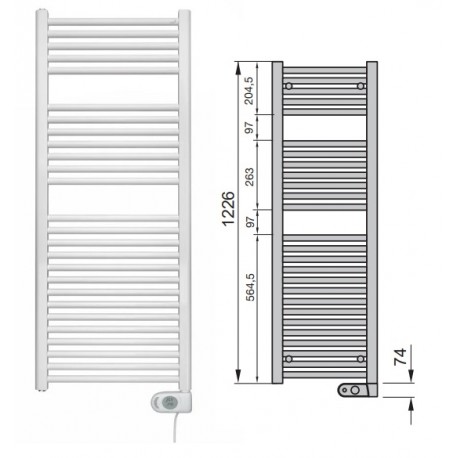 Termoarredo elettrico zehnder aura h. 1300 bianco larghezza cm. 50 W750