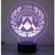 Lampada 3d Scudetto Udinese in plexiglass disegno inciso al laser e illuminazione led rgb con telecomando