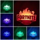 Lampada 3d FORTNITE LOGO PS5  in plexiglass disegno inciso al laser e illuminazione led rgb con telecomando