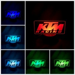 Lampada 3d KTM MOTO RACING in plexiglass disegno inciso al laser e illuminazione led rgb con telecomando