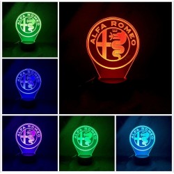 Lampada 3d ALFA ROMEO mito 4c giulia in plexiglass disegno inciso al laser e illuminazione led rgb con telecomando