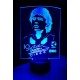 Lampada 3d Diego Armando Maradona in plexiglass disegno inciso al laser e illuminazione led rgb con telecomando