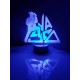 Lampada 3d Vasco Rossi in plexiglass disegno inciso al laser e illuminazione led rgb con telecomando