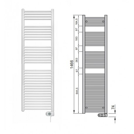 Termoarredo elettrico zehnder aura h. 1540 bianco RAL9016 larghezza cm. 50 W750