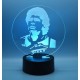 Lampada scrivania 3d Diego Armando Maradona in plexiglass disegno inciso laser illuminazione led rgb con telecomando