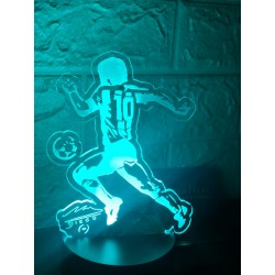 Lampada scrivania 3d Figura Diego Armando Maradona in plexiglass disegno inciso laser illuminazione led rgb con telecomando