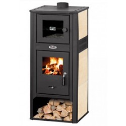 Stufa a legna con forno lucrezia 12-13 kw colore beige