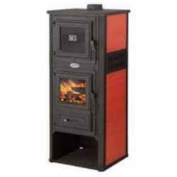 Stufa a legna con forno lucrezia 12-13 kw colore rossa