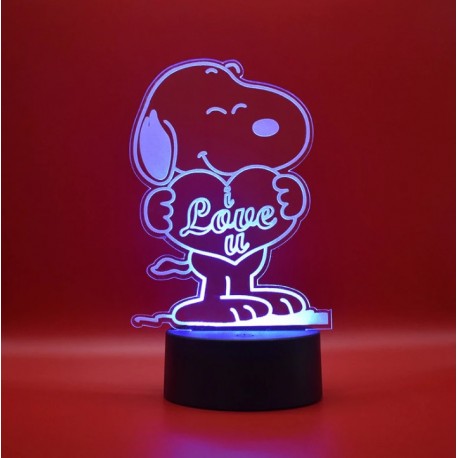 Lampada 3d "I love u" in plexiglass disegno inciso al laser e illuminazione led rgb con telecomando