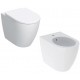 Sanitari Icon nEW Geberit Vaso senza brida rimfree con coprivaso frizionato + Bidet in ceramica bianco lucido