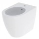 Sanitari Icon nEW Geberit Vaso senza brida rimfree con coprivaso frizionato + Bidet in ceramica bianco lucido