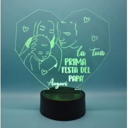 Lampada 3d la tua prima festa del papà in plexiglass disegno inciso laser illuminazione led rgb con telecomando