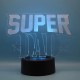 Lampada 3d super dad in plexiglass disegno inciso laser illuminazione led rgb con telecomando