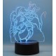 Lampada 3D Re Leone in plexiglass disegno inciso laser illuminazione led rgb con telecomando