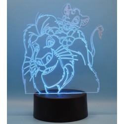 Lampada 3D Re Leone in plexiglass disegno inciso laser illuminazione led rgb con telecomando