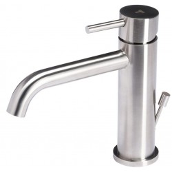 Tubico Nilo rubinetto miscelatore lavabo in acciaio inox spazzolato AISI 304 con scarico da 1"1/4 cod. T20010S