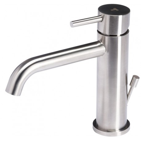 Tubico Nilo rubinetto miscelatore lavabo in acciaio inox spazzolato AISI 304 con scarico da 1"1/4 cod. T20010S