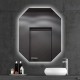 Specchio da Bagno Filo Lucido Ottagonale con Altoparlante Bluetooth Retroilluminato led 20W