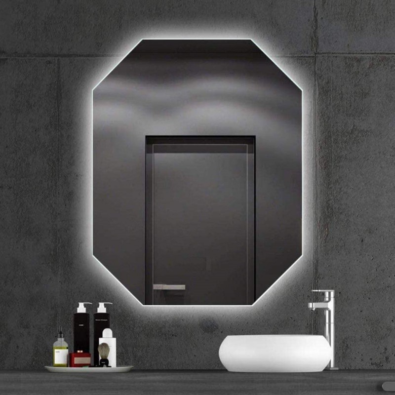 Su Misura Specchio Semicircolare da Bagno Filo Lucido Retroilluminante led  20W art.Ovo1 con pulsante touch integrato - Vendita Online ItaliaBoxDoccia