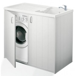 Mobile Lavatrice e Lavatoio Bianco 109 x 60 in PVC Reversibile