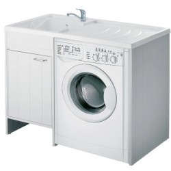 Mobile lavatoio lavatrice 109x60 cm in pvc bianco con vasca lavapanni a sinistra
