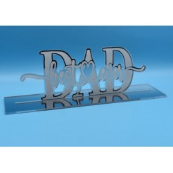 Targhetta Best Dad ever in plexiglass argento specchiato da 3 mm.  