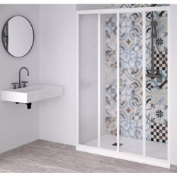 Cabina doccia nicchia misura 100 cm. profilo bianco scorrevole pannello metacrilato altezza 190 cm.