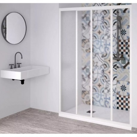 Cabina doccia nicchia misura 105 cm. profilo bianco scorrevole pannello metacrilato altezza 190 cm.