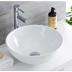 Lavabo da appoggio Tondo Diametro 40 cm in ceramica bianca lucida linea moderna