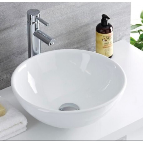 Lavabo da appoggio Tondo Diametro 40 cm in ceramica bianca lucida linea moderna