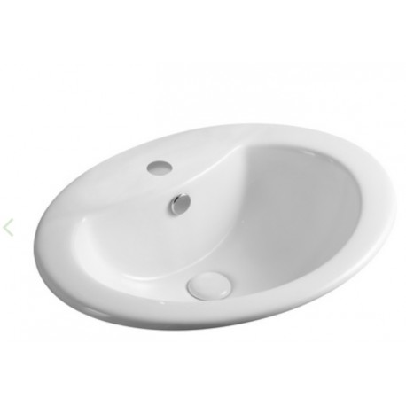 Lavabo Incasso Soprapiano in Ceramica Bianca mod. Anice Profondità 46 x Larghezza 56 cm