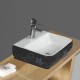 Lavabo d'appoggio in ceramica con rappresentazione floreale blu in rilievo 47 cm larghezza x 38,5 cm profondità