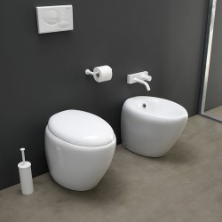 Sanitari Filo muro Vaso + Bidet in Ceramica Bianco Lucido modello Touch di GSG