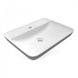 Lavabo Incasso Soprapiano rettangolare in Ceramica Bianca mod. Variant Profondità 42  x Larghezza 42 cm marca Rak ceramics