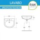 Lavabo Semincasso mod. liwa larghezza 63,5 x 54 profondità cm. in Ceramica Bianco lucido marca rak