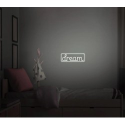 Dream - Scritta Neon Led su plexiglass trasparente da 3 mm. con fissaggio incluso