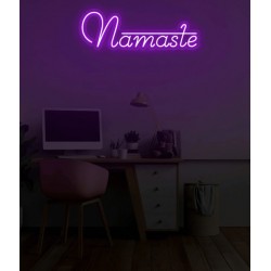 Namaste - Scritta Neon Led su plexiglass trasparente da 3 mm. con fissaggio incluso
