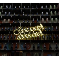 Save water drink beer - Scritta Neon Led su plexiglass trasparente da 3 mm. con fissaggio incluso