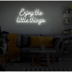 Enjoy the little things - Scritta Neon Led su plexiglass trasparente da 3 mm. con fissaggio incluso