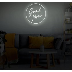 Good Vibes - Scritta Neon Led su plexiglass trasparente da 3 mm. con fissaggio incluso