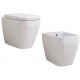 Sanitari Filo Muro Vaso con Coprivaso a chiusura rallentata + Bidet modello sott'acqua marca Isvea Bianchi lucidi