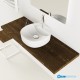  Composizione Completa Top Bagno in abete da 4 cm Larghezza 55 x Profondità 40 + Lavabo da appoggio con foro + Specchio Led