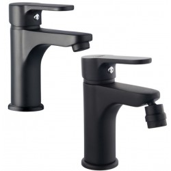 Miscelatori Lavabo + Bidet modello Rica in ottone nero opaco